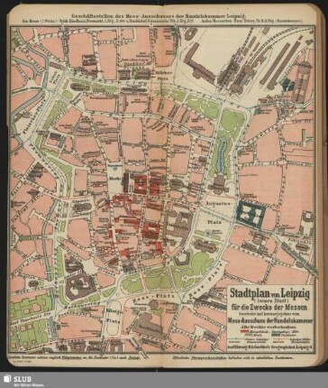 Stadtplan zu Leipzig (innere Stadt) für die Zwecke der Messen