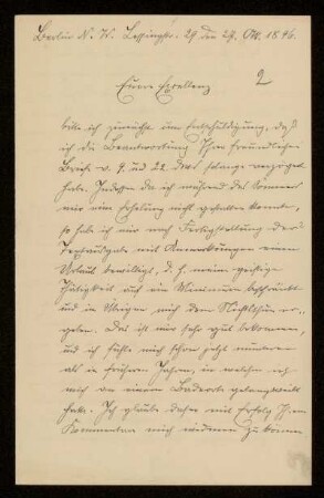 2: Brief von Alexander Achilles an Gottlieb Planck, Berlin, 27.10.1896