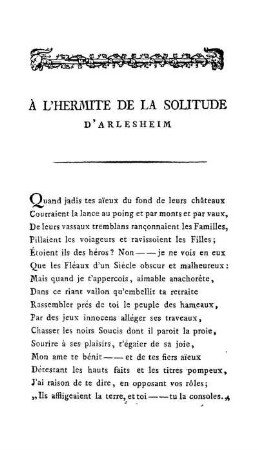 À l'hermite de la solitude d'Arlesheim.