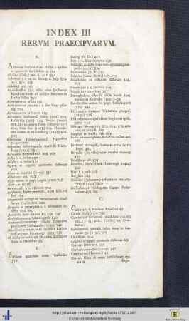 Index III.
