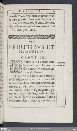 De Spiritibus Et Humoribus. Caput LIII.