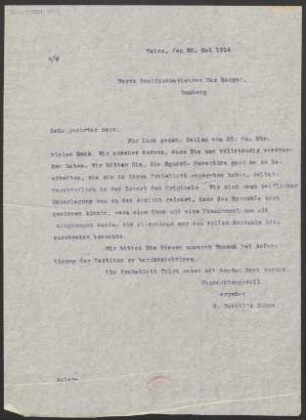 Brief an Max Burger : 30.05.1914