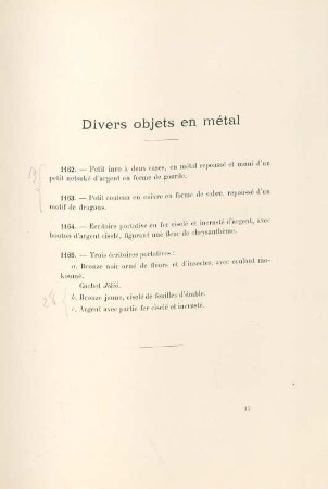 Divers objets en métal