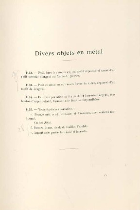 Divers objets en métal