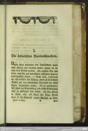 I. Die helvetischen Bundesschwestern