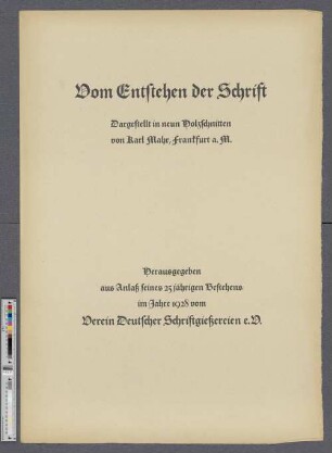 Vom Entstehen der Schrift