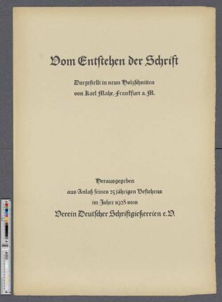 Vom Entstehen der Schrift
