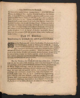Das IV. Capitel. Von Theilung der Erbschafft oder andern gemeinen Sachen.