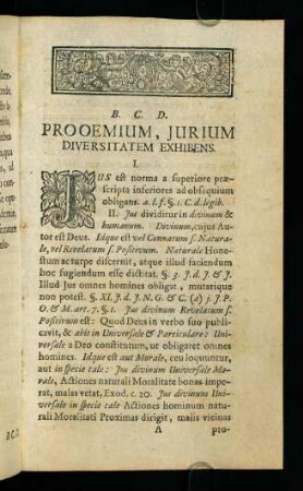 1-9, B. C. D. Prooemium, Jurium Diversitatem Exhibens