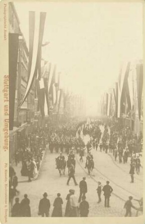 Rückkehr des Regiments von der Kaiserparade 1889 auf der Königsstrasse, Stuttgart