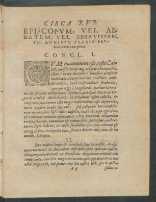Circa Rub. Episcopum, Vel Abbatem, Vel Abbatissam, Vel Dominum Plebis feudum dare non posse.