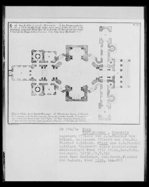 Entwurf einer historischen Architektur: Grundriss der Karlskirche in Wien