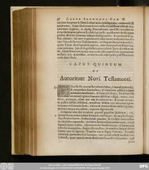 Caput Quintum De Autoritate Novi Testamenti.