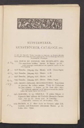 Kupferwerke, Kunstbücher, Cataloge etc