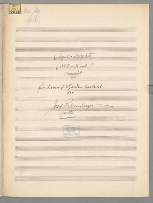 Orgelsonate Nr. 10 in h-moll op. 146 - BSB Mus.ms. 4616#Beibd. : Arrangement für Klavier zu 4Hd. vom Komponisten