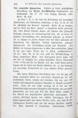 442-443 [Rezension] Ter-Mikaelian, Nerses, Das armenische Hymnarium