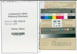 Entnazifizierung Albert Gierse , geb. 24.05.1908 (Fahrradhaendler)