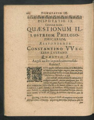 Disputatio IX. .. Respondente Constantino Weckero