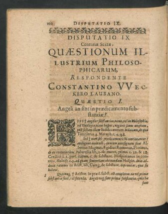 Disputatio IX. .. Respondente Constantino Weckero