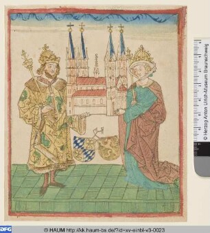Kaiser Heinrich II. und seine Gemahlin Kunigunde, das Modell des Bamberger Doms haltend