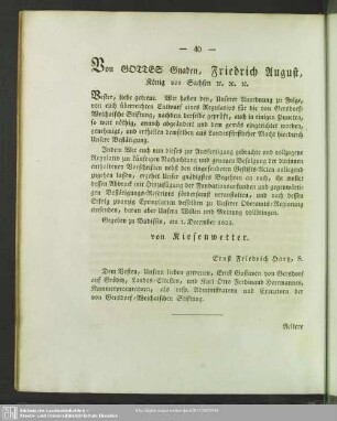 Von Gottes Gnaden, Friedrich August, König von Sachsen [et]c. [et]c. [et]c. ...