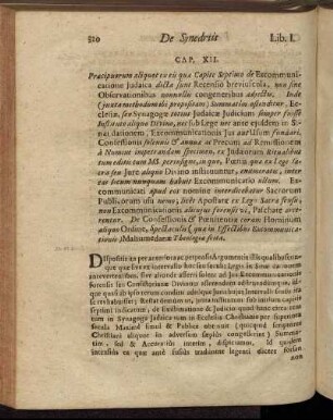 Cap. XII. Præcipuorum aliquot ex eis quæ Capite Septimo de Excommunicatione Judaica dicta sunt Recensio [...]