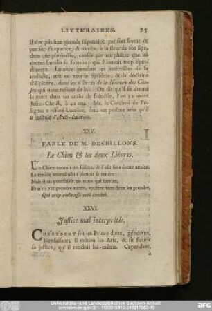XXV. Fable De M. Desbillons. Les Chien & les deux Liévres.