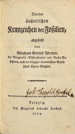 Von den äußerlichen Kennzeichen der Foßilien