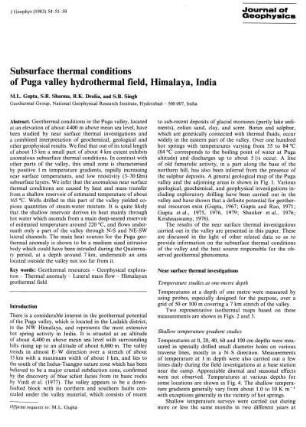 Subsurface thermal conditions of Puga valley hydrothermal field, Himalaya, India