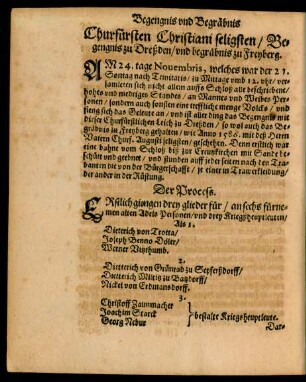Churfürsten Christiani seligsten/ Begengnis zu Dreßden/ und begräbnis zu Freyberg.