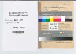 Entnazifizierung Hans Oellers , geb. 10.05.1899 (Justizinspektor)