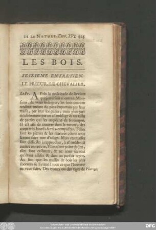 Les Bois. Sieziéme Entretien.
