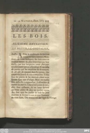 Les Bois. Sieziéme Entretien.