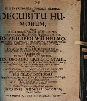 Diss. inaug. med. de decubitu humorum