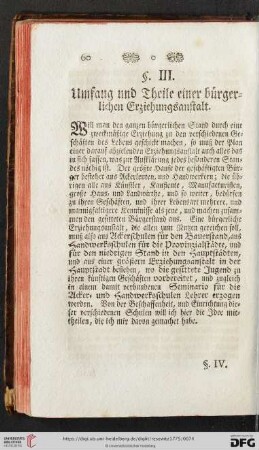 §. III. Umfang und Theile einer bürgerlichen Erziehungsanstalt