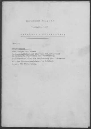 Grömbach-Wörnersberg mit Garrweiler: Pfarrbericht 1937