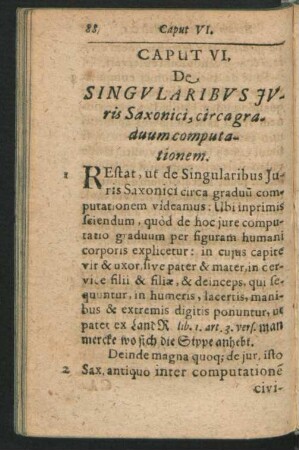 Caput VI. De Singularibus Iuris Saxonici, circagraduum compuatationem.