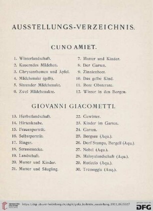 Ausstellungs-Verzeichnis