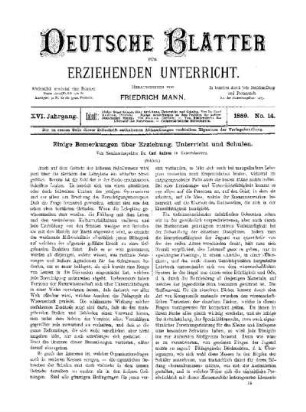 Einige Bemerkungen über Erziehung, Unterricht und Schulen : (Schluss)