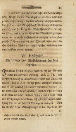 VI. Abschnitt. Die Ursache des Wassersprunges bey dem Sprudel