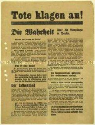 Flugblatt der SPD zum so genannten Blutmai in Berlin und Aufruf zur sächsischen Landtagswahl 1929