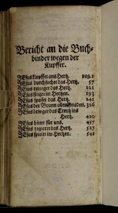 Bericht an die Buchbinder wegen der Kupffer