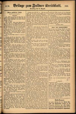 Zweite Ausgabe vom Dienstag, den 09. August 1898.