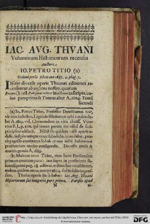 Iac. Avg. Thvani Voluminum Historicorum recensio […]