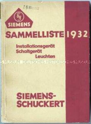 Katalog über Installationsgeräte, Schaltgeräte und Leuchten