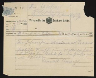 Brief von Conrad Ansorge an Gerhart Hauptmann