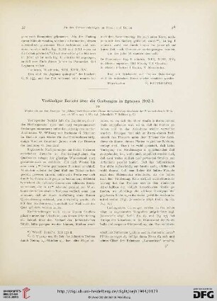 7.1904: Vorläufiger Bericht über die Grabungen in Ephesus 1902/3