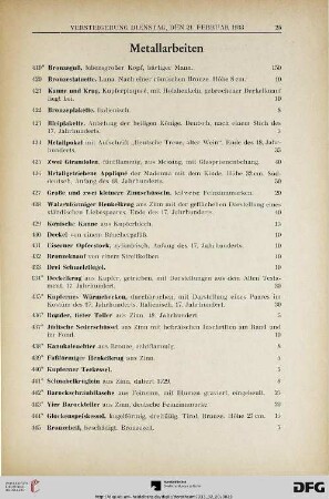 Metallarbeiten (Nr. 419-470)