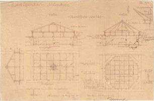 Fischer, Theodor; München - Westend, Bergmannstr.; Ledigenheim - Oberlichte (Grundrisse, Schnitte)