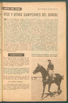 Cosas del turf: Rico y otros campeones del Condal
